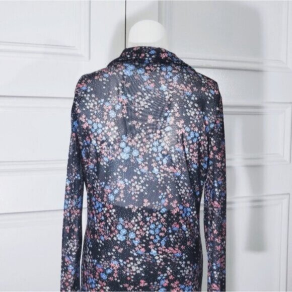 Super Soft Retro Ruched Button Down Semi Sheer Dress - Picture 4 of 11